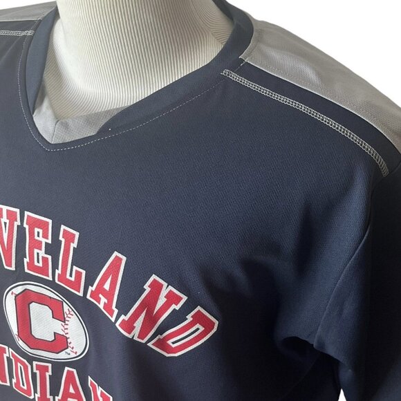 Cleveland Indians TShirt Mens 2XL Blue Gray MLB Short Sleeves - Picture 6 of 10